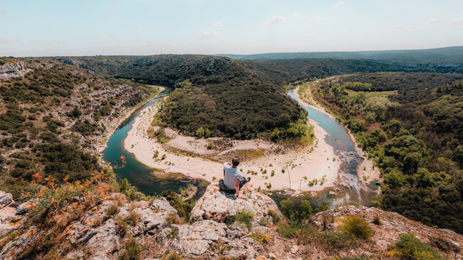 Panorama sur un méandre des Gorges du Gardon