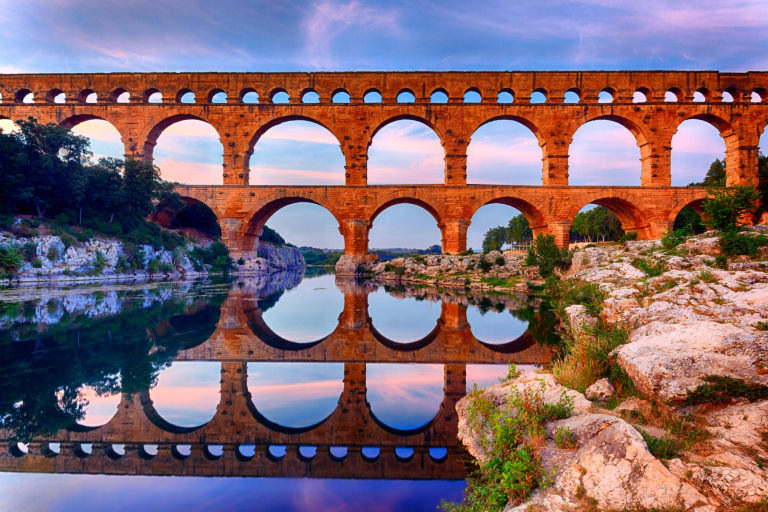 Coucher de soleil sur le Pont du Gard