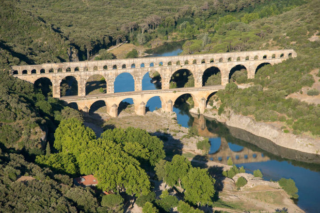 Vue aérienne du Pont du Gard