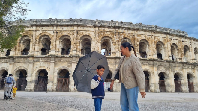 Les arènes sous la pluie